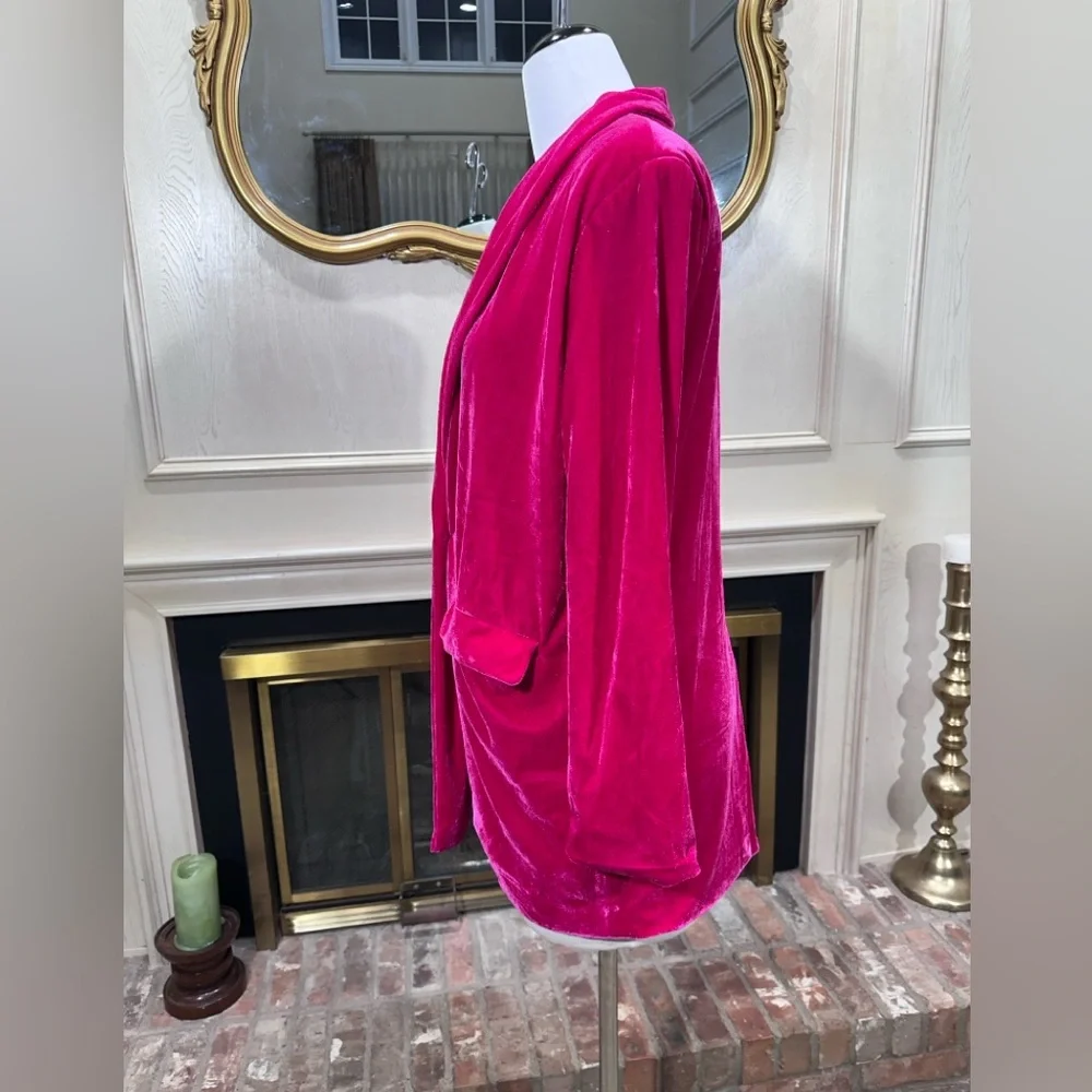 Endless Rose Pink Velvet Blazer Jacket Women’s M Soft Stretch Shawl Collar - Picture 3 of 12